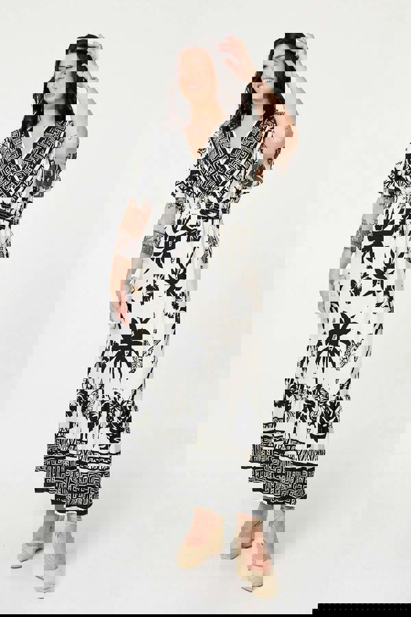 White | Curve Tropical Empire Waist Maxi Dress