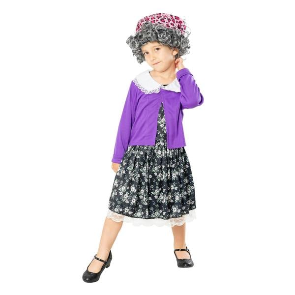 Bristol Novelty Girls Little Old Lady Costume - Purple/Black/White - 