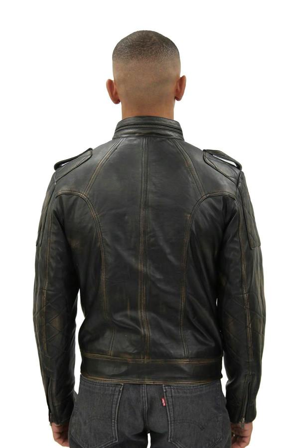 Infinity Leather Mens Vintage Leather Racing Biker Jacket-Brooklyn