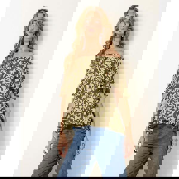 Blue Vanilla Printed Tie Front Top