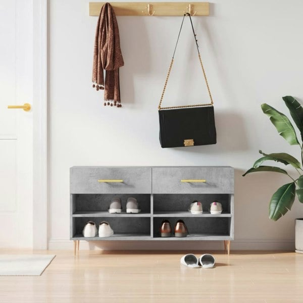 Berkfield Shoe Bench Concrete Grey 102x35x55 cm Engineered Wood
