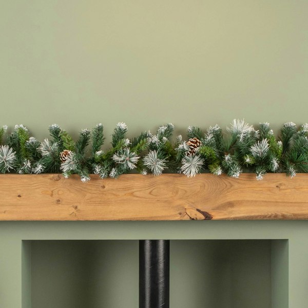 Samuel Alexander 270cm x 25cm Frosted Glacier Christmas Garland with Pine Cones