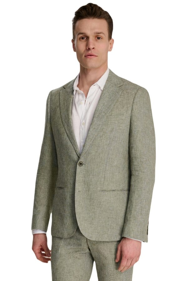 Harry Brown London Giacomo Slim Fit Cotton Linen Suit Jacket in Green