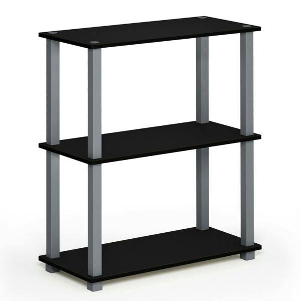 WALPLUS Turn-S-Tube 3-Tier Compact Multipurpose Shelf Display Rack with Square Tube, Black/Grey perfect for organized storage and display