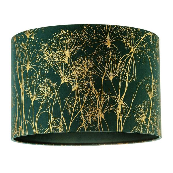 Deep Emerald Forest Green Lamp Shade with Botanical Gold Foil Print Image 1