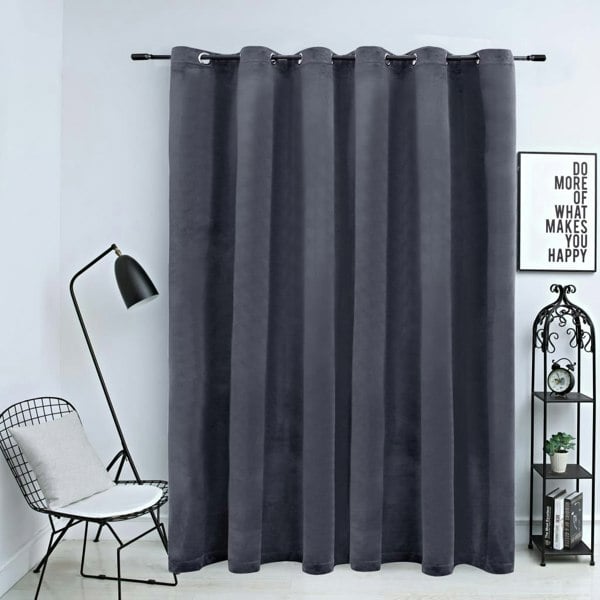 Berkfield Blackout Curtain with Metal Rings Velvet Anthracite 290x245 cm