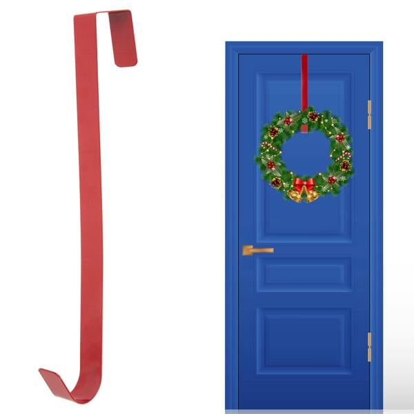 38cm Red Metal Wreath Hanger for Doors, Festive Over-Door Hook for Seasonal Displays image 1