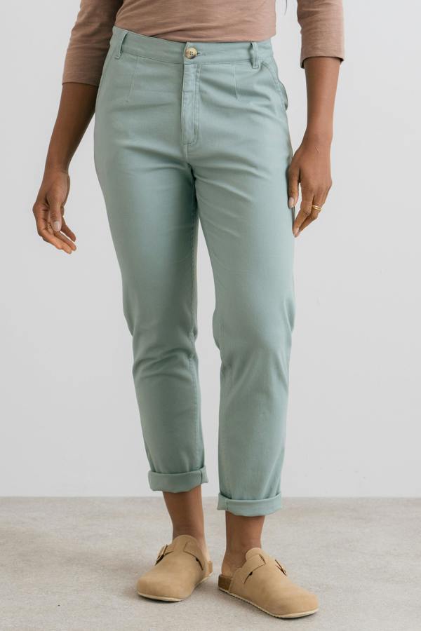 Lily & Me Breaker Stretch Twill Trousers Silver Sage