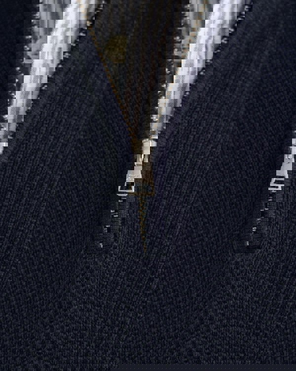 GANT Mens Cotton Pique Half Zip Jumper - 433 Evening Blue