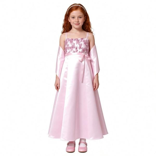 Cinda Satin Bridesmaid Dress with Shawl