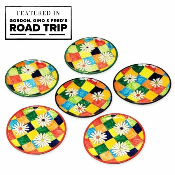 Flowers On Squares Signature Ceramic Platters