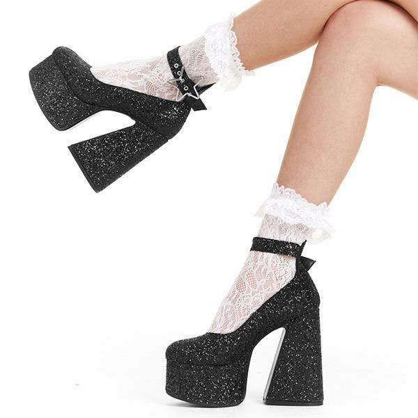 Lamoda Starlight BlackGlitter Platform Heels Chic Trendy Party Bold Shoes