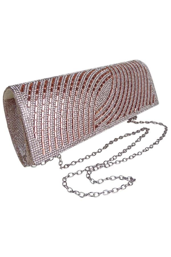 Paulo Due Oval Pattern Diamante Clutch Bag