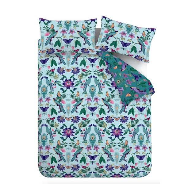 Mya Tropical Birds Duck Egg Duvet Cover Set