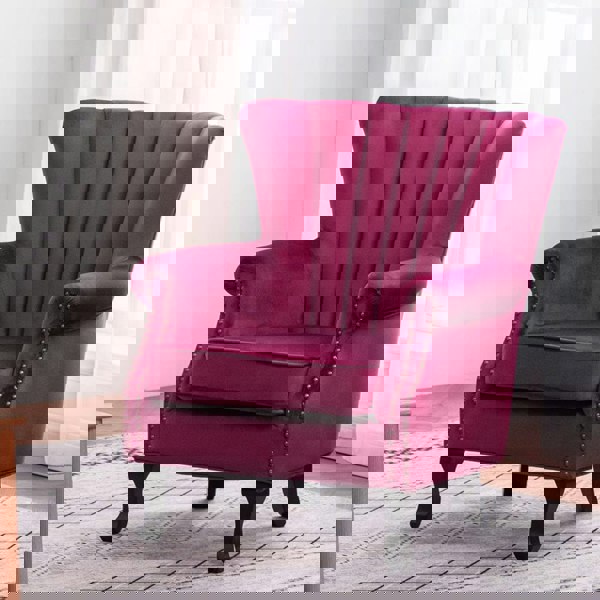 Blue Velvet Wingback Chair Upholstered Armchair Wingback Chairs Living and Home