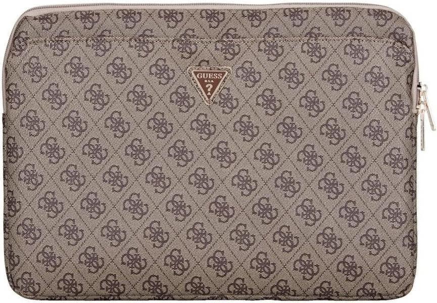 Guess 4G Zipper Pocket Triangle Logo Laptop Sleeve for 14" MacBook Brown - GUCS14ZP4DPTW