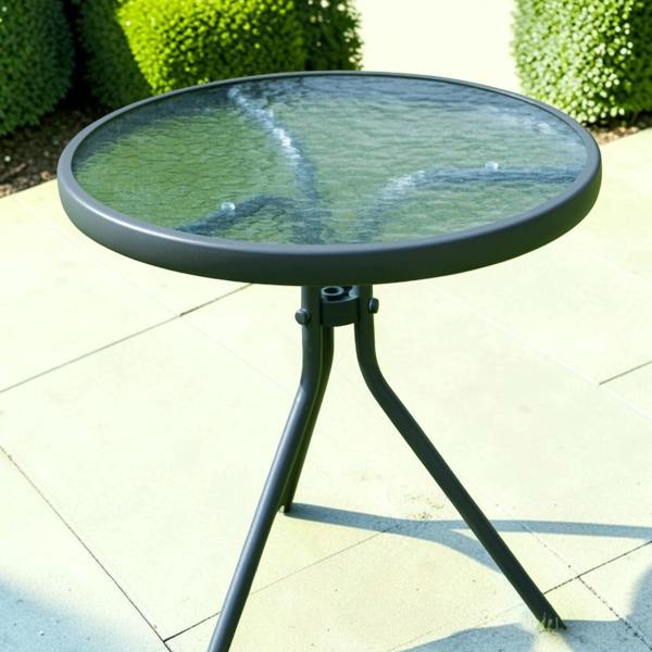 The Garden Marketplace Metal Framed Glass Top Garden Side Table