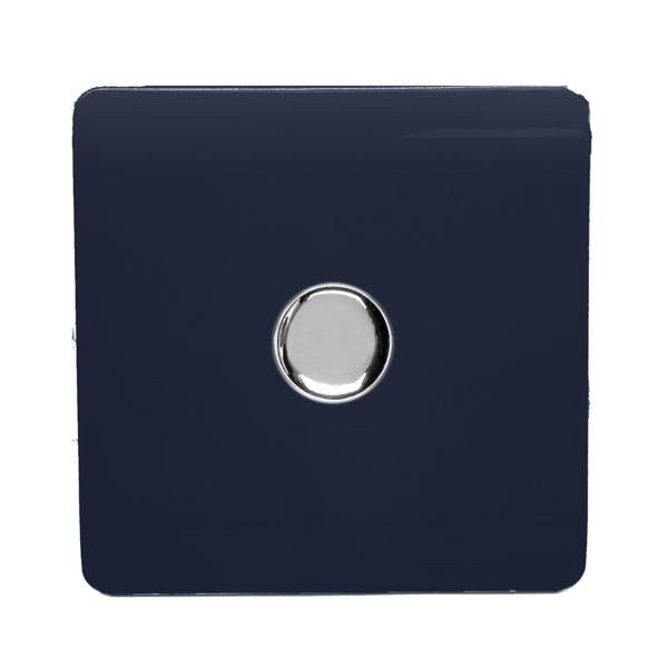 Trendi 1 Gang 2 Way 150w LED Dimmer Screwless 10 Amp Wall Light Switch in Navy Blue - ART-LDM150WNV