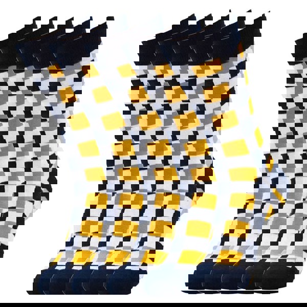 Anysox 5 Pairs Size 5-14 Fashion Socks Novelty Skateboard Squares Blue and White Pattern Cotton for Women Khaki