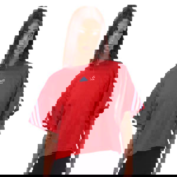 Adidas Womens/Ladies Future Icons 3 Stripes T-Shirt - Red - 