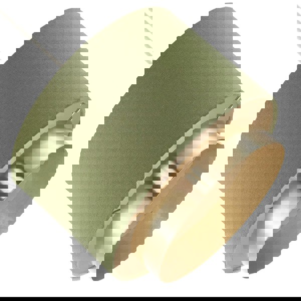 Olive Green Linen Fabric Pendant Shade with Brushed Gold Metal Ring Image 5