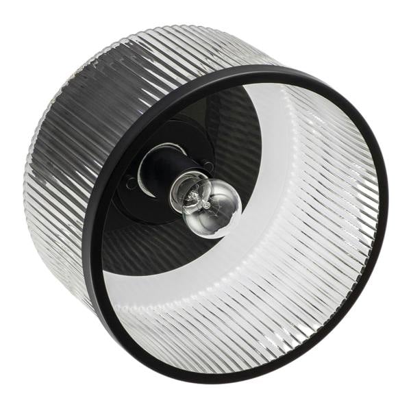 Matte Black Bathroom Ceiling Light with Clear Ribbed Glass Shade Image 5