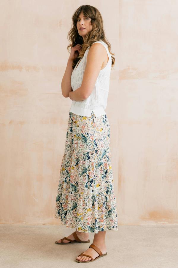 Lily & Me Evie Organic Cotton Ditsy Printed Midi Skirt