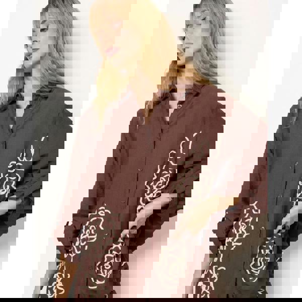 Blue Vanilla Floral Embroidery Shirt