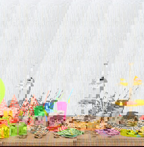 Cheetah Shimmer Tinsel Curtain, 2M x 1M White