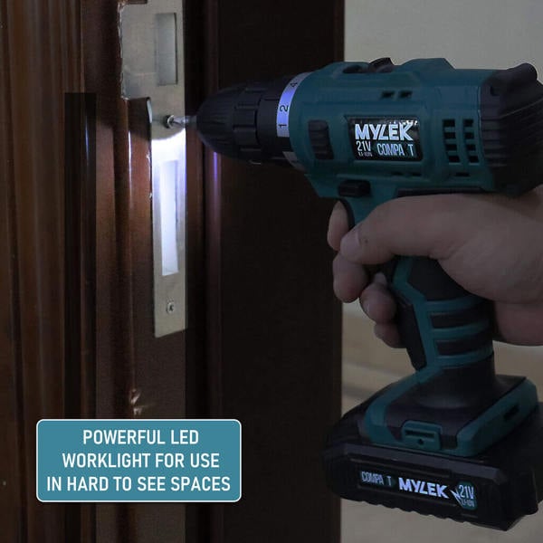 MYLEK 21V Cordless Drill Electric Li-ion Screwdriver Set, 2 Speed, Fast Charge, Variable Speed