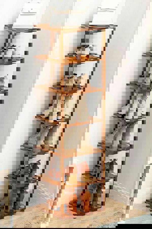 Living and Home 7 Tiers Bamboo Shoe Rack Entryway Hallway Shoe Storage Shelf - Brown