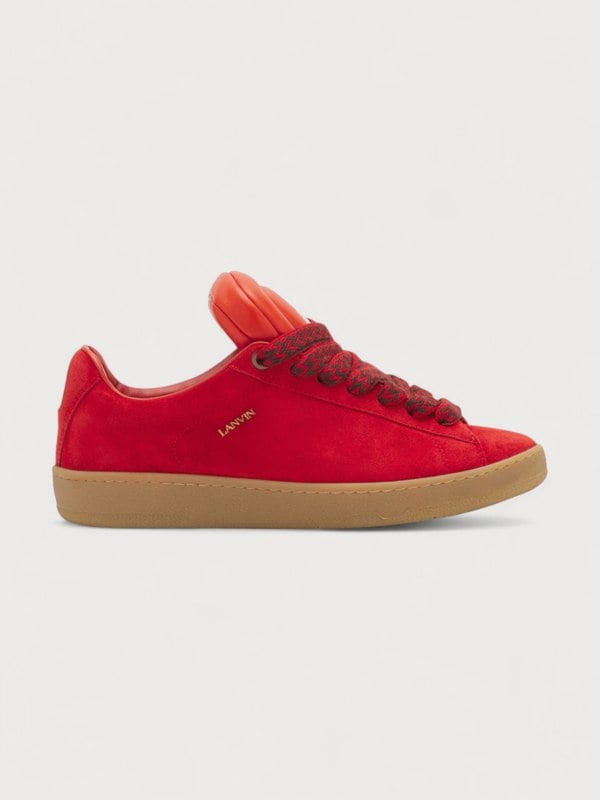 Lanvin X Future Hyper Curb Sneakers Leather Suede Red