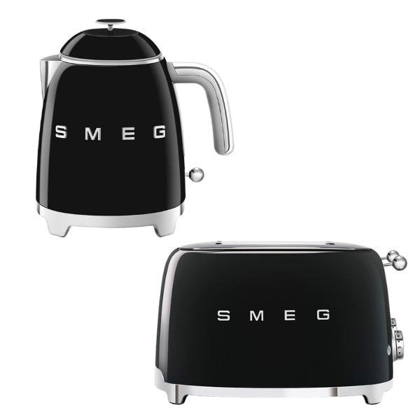 Smeg KLF05 Retro 50's Style Mini Kettle 0.8L & TSF03 Retro 4-Slice Toaster Set
