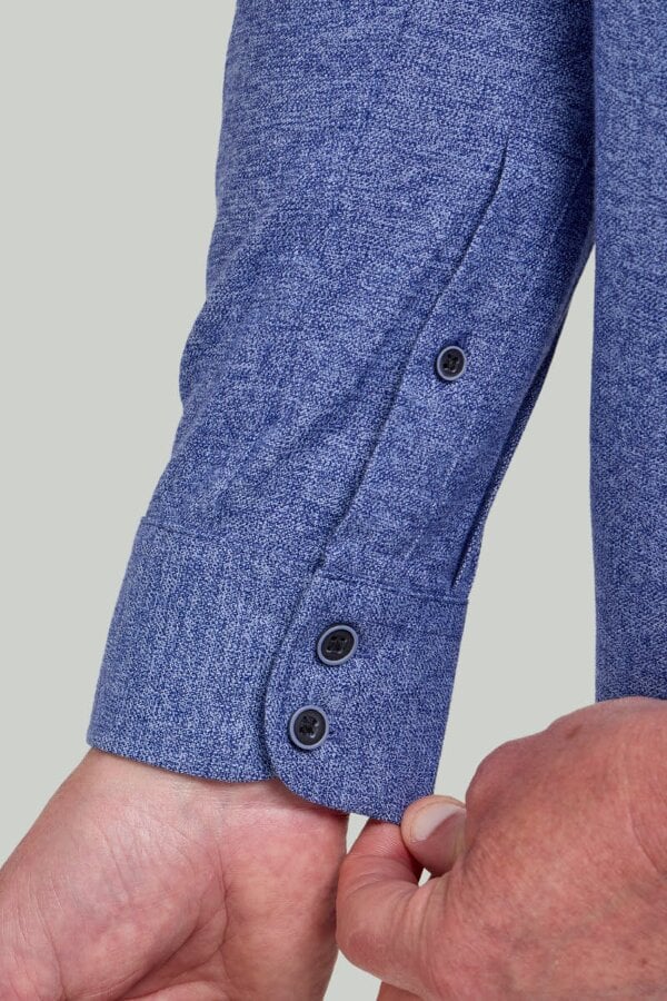 Navy Brushed Cotton Button-Down Collar Casual Shirt