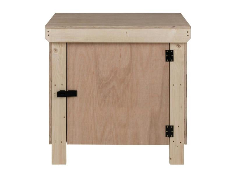 Arbor Garden Solutions Wooden Eucalyptus hardwood top workbench with lockable cupboard (V.9)