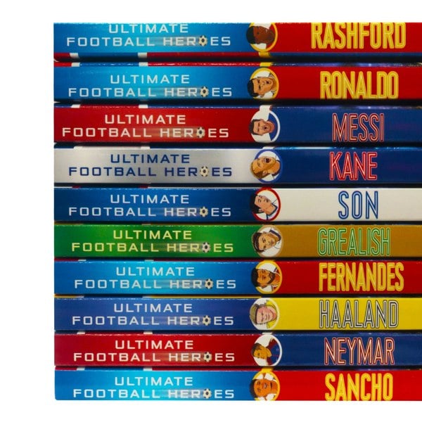 Ultimate Football Heroes 10 Book Set Rashford, Ronaldo, Messi, Haaland, Kane, Son, Fernandes & More