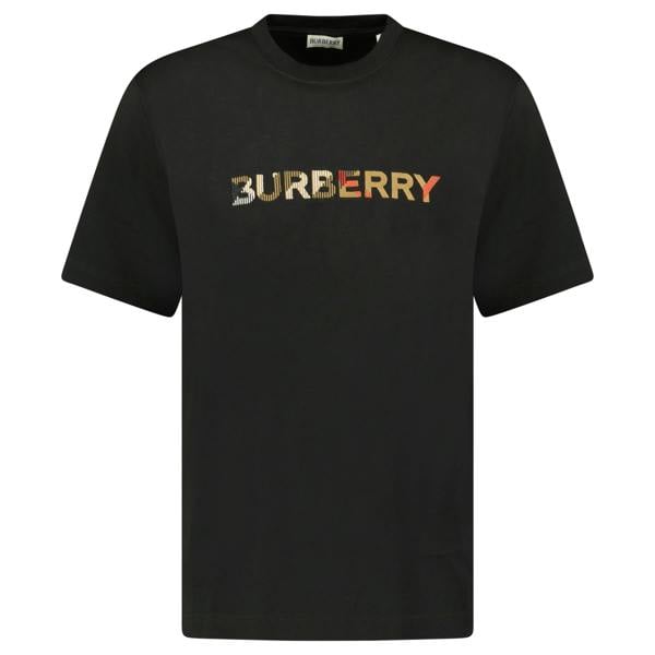 Burberry Check Logo Embroidered T-Shirt Black - chancefashionco