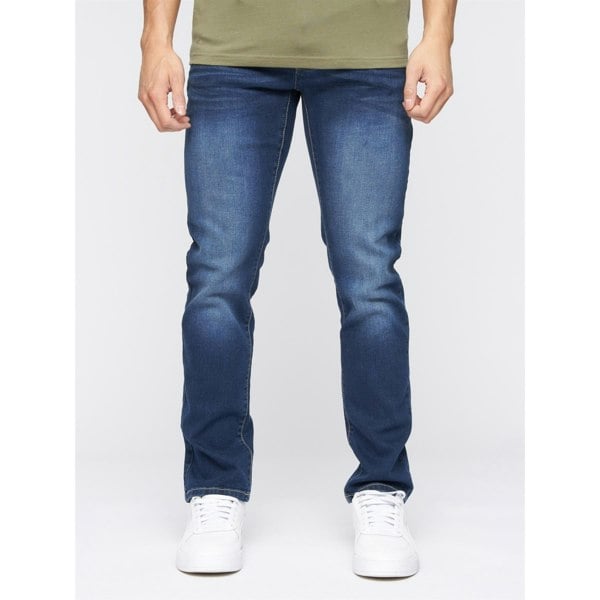 Crosshatch Mens Farrowed Stretch Jeans - Dark Wash