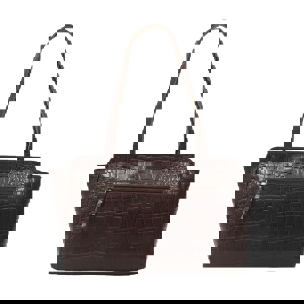 Assots London 'JUDITH' Brown Croc Real Leather Shoulder Bag