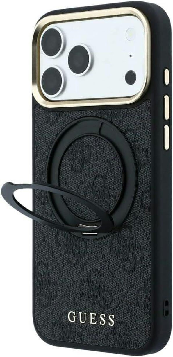Guess Ring Stand 360 Rotation 4G Classic Logo Case with MagSafe for iPhone 17/18 Pro Max 6.9" Black - GUHMP18X6PS4RSCLK