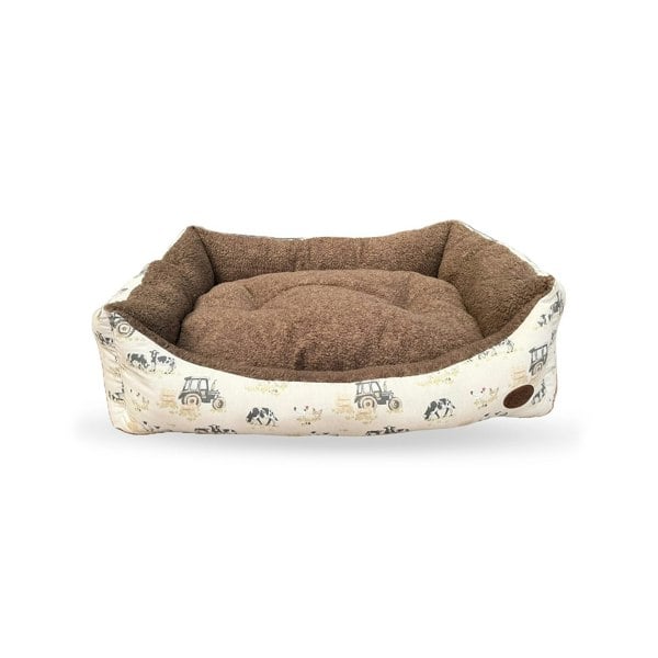 Snug and Cosy Pets Farmyard Cream Rectangle Bed