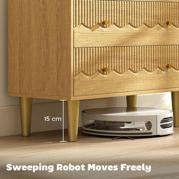 Dresser for Bedroom 3 Drawer Chest of Drawers with Steel Frame for Living Room in Oak