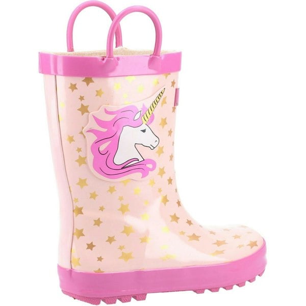 Cotswold Girls Puddle Unicorn Wellington Boots - Pink