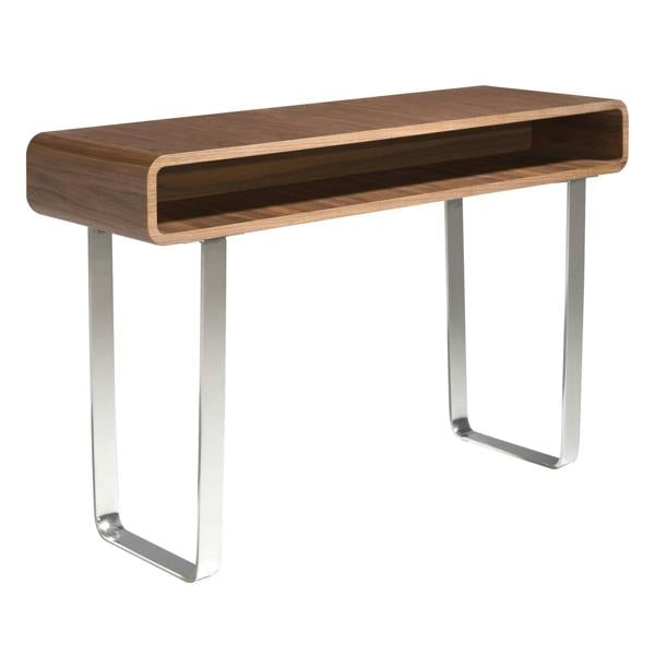 Angel Cerdá Rectangular Walnut and Chromed Steel Console Table 3000