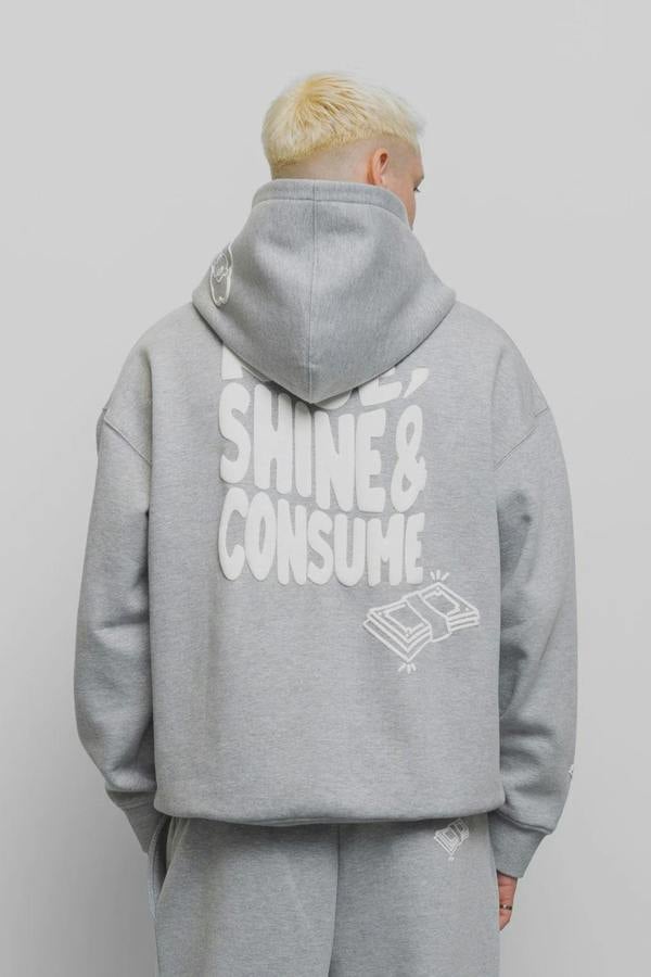 Fresh Couture Fresh Flavours Rise Shine Consume Hoodie - Light Grey Marl