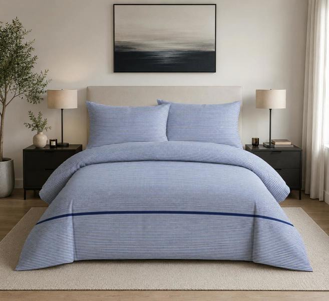 Bellissimo Home Salcombe Navy Stripe Duvet Cover Set