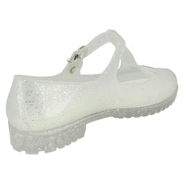 Spot On Ladies Spot on T-Bar Jelly Shoe with Cut Out Flower Detail