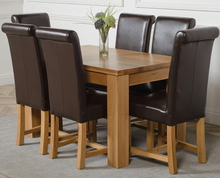 That's Furniture Dakota Small Oak Dining Table with Washington Leather Chairs