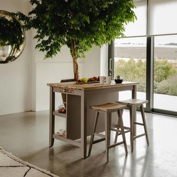 Statement Furniture Florence Breakfast Bar Kitchen Island with Shelves