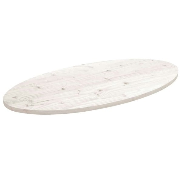 Berkfield Table Top White 100x50x2.5 cm Solid Wood Pine Oval